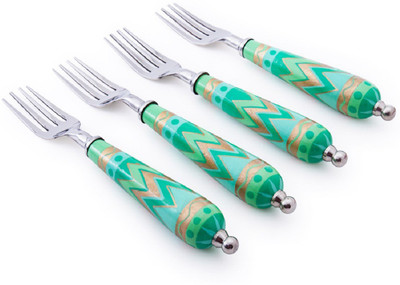 

Chumbak Chevron In Green Stainless Steel Table Fork Set(Pack of 4)