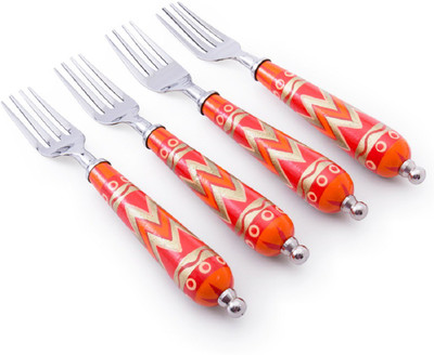 

Chumbak Chevron In Red Stainless Steel Table Fork Set(Pack of 4)