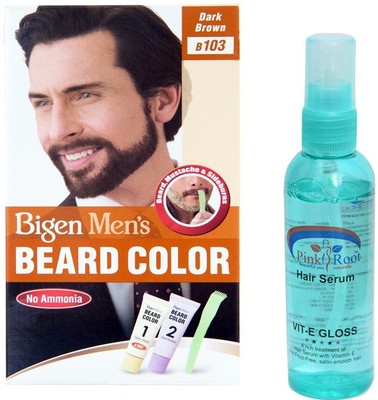 

Bigen MEN's BEARD COLOUR 103 DARK BROWN WITH PINK ROOT HAIR SERUM Hair Color(DARK BROWN)