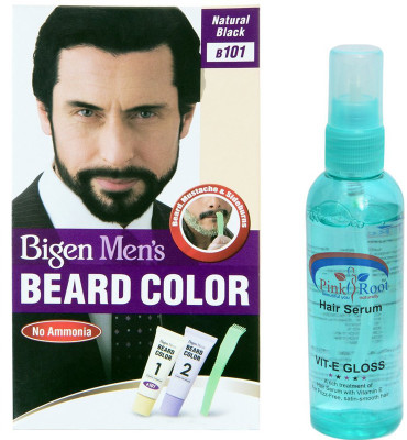 

Bigen MEN's BEARD COLOUR 101 NATURAL BLACK WITH PINK ROOT HAIR SERUM Hair Color(NATUTAL BLACK)