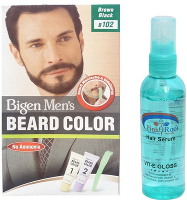 

Bigen MEN's BEARD COLOUR 102 BROWN BLACK WITH PINK ROOT HAIR SERUM Hair Color(BROWN BLACK)