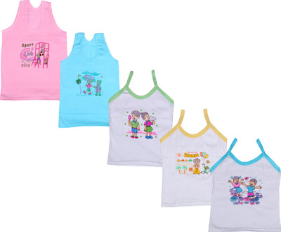 

IndiWeaves Camisole Bodysuit Slip For Girls(Multicolor, Pack of 5, Blue;pink;white