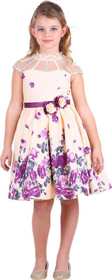 Cutecumber Girls Midi/Knee Length Party Dress(Multicolor, Sleeveless) Flipkart