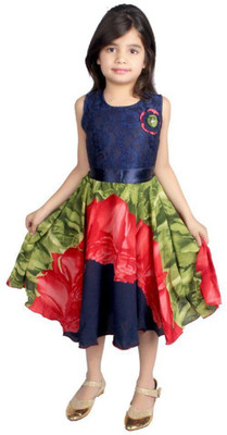 

RTC kids junction Girls Midi/Knee Length Casual Dress(Multicolor, Sleeveless, Multicolour