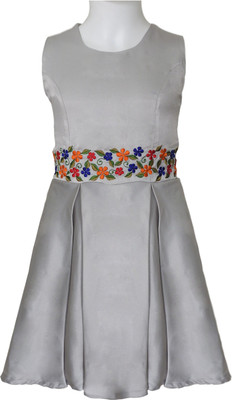 

ShuSamSmith Girls Midi/Knee Length Casual Dress(Grey, Sleeveless, Royal grey