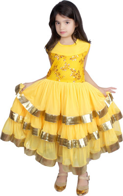 

Tiny Toon Girls Maxi/Full Length Party Dress(Yellow, Sleeveless
