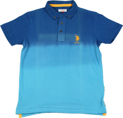 

US Polo Kids Boys Solid Cotton T Shirt(Blue, Pack of 1, Me. blue