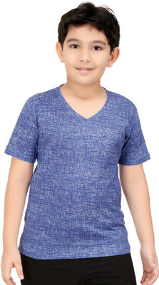 

Red Ring Boys Solid Cotton T Shirt(Blue, Pack of 1