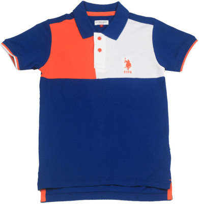 

US Polo Kids Boys Solid Cotton T Shirt(Dark Blue, Pack of 1, Me. blue