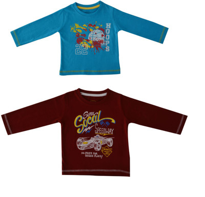 

Indirang Boys Printed Cotton T Shirt(Multicolor, Pack of 2