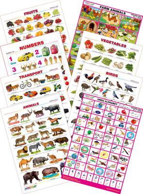 

Spectrum Kid's 1st Learning Charts [S] : Set 21 (Urdu Alphabets, Farm Animals, Birds, Fruits, Vegetables, Transport, Animals & Numbers 1 to 10)(Multicolor)