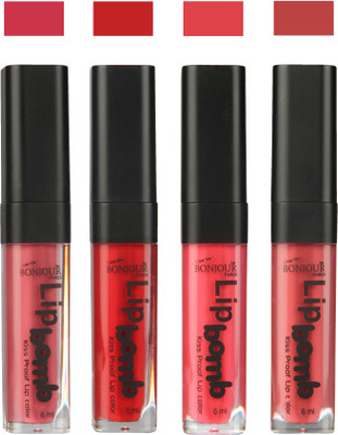 

Bonjour Paris Matte Lipstick(Nute-Dark Red-Peach-Wild Blush)