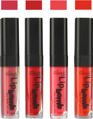 

Bonjour Paris Matte Lipstick(24 ml, Nute-Dark Red-Peach-Fire Orange)