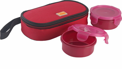 

All Time Food Gear With Insulated Carry Bag - Pink2 2 Containers Lunch Box(460 ml), Pink