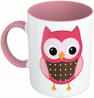 

MiiCreations Printed Two Tone Pink And White Owl Always Love You Ceramic Mug(325 ml)