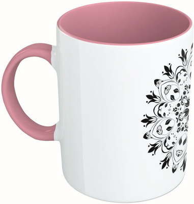 

MiiCreations Printed Two Tone Pink And White Pattern Ceramic Mug(325 ml)