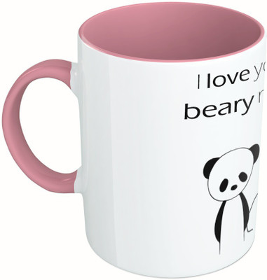 

MiiCreations Printed Two Tone Pink And White I Love You beary much Ceramic Mug(325 ml)