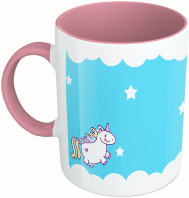 

MiiCreations Printed Two Tone Pink And White Unicorn Ceramic Mug(325 ml)
