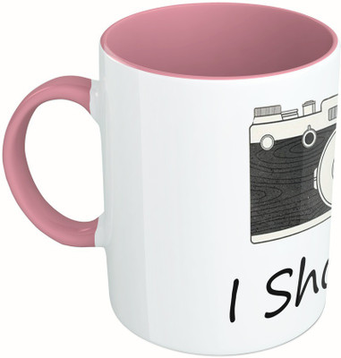 MiiCreations Printed Two Tone Pink And White I Shoot U Ceramic Mug(325 ml)