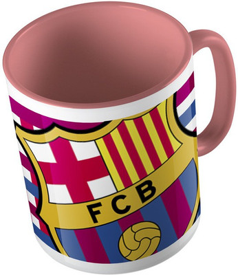 

MiiCreations Printed Two Tone Pink And White Barcelona football club Ceramic Mug(325 ml), Pink;white