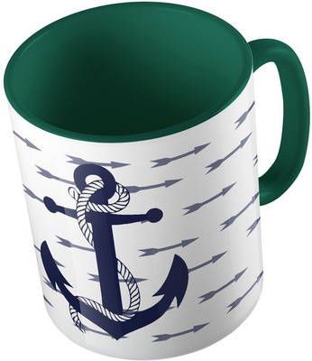 

MiiCreations Printed Two Tone Green And White Arrow Ceramic Mug(325 ml), Green;white