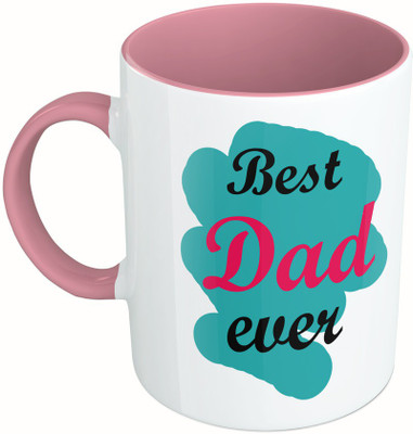 

MiiCreations Printed Two Tone Pink And White Best Mom Ever | Best Dad Ever Ceramic Mug(325 ml)