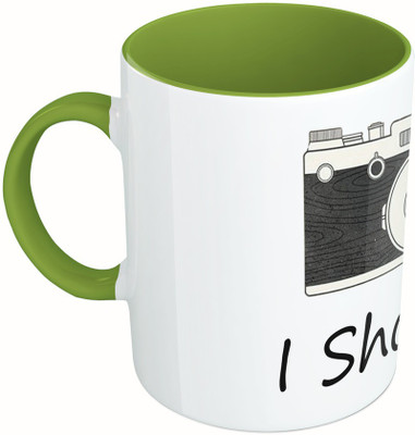 

MiiCreations Printed Two Tone Green And White I Shoot U Ceramic Mug(325 ml), Green;white