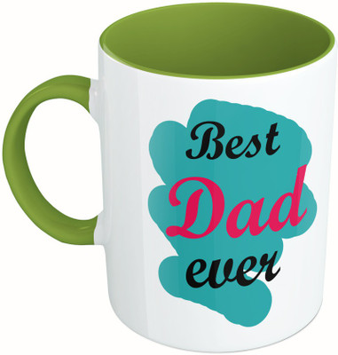 

MiiCreations Printed Two Tone Green And White Best Mom Ever | Best Dad Ever Ceramic Mug(325 ml), Green;white