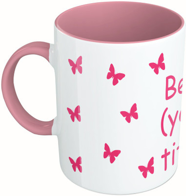 

MiiCreations Printed Two Tone Pink And White Beautiful Ceramic Mug(325 ml)