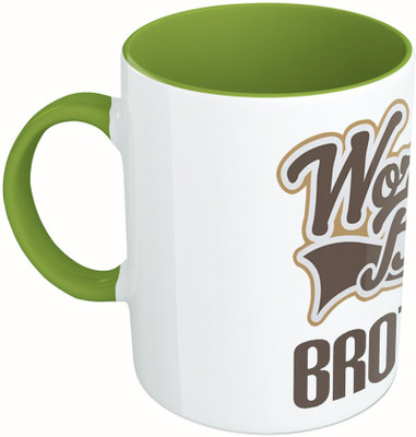 

MiiCreations Printed Two Tone Green And White World's Best Brother Ceramic Mug(325 ml), Green;white