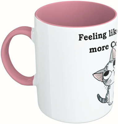 

MiiCreations Printed Two Tone Pink And White Feeling Like I Need More Coffee Ceramic Mug(325 ml)