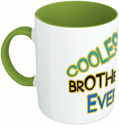 

MiiCreations Printed Two Tone Green And White Coolest Brother Ever ! Ceramic Mug(325 ml), Green;white