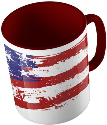 

MiiCreations Printed Two Tone Maroon And White Flag Design Ceramic Mug(325 ml), Maroon;white