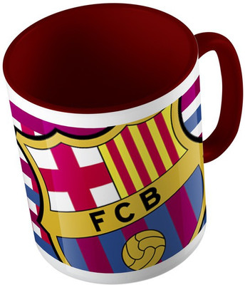 

MiiCreations Printed Two Tone Maroon And White Barcelona football club Ceramic Mug(325 ml), Maroon;white