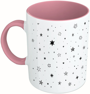 

MiiCreations Printed Two Tone Pink And White Star Pattern Ceramic Mug(325 ml)