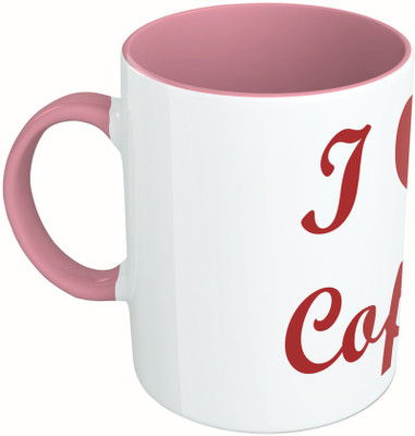 

MiiCreations Printed Two Tone Pink And White I Love Coffee Ceramic Mug(325 ml)