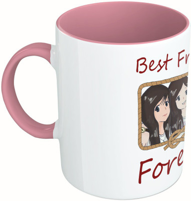 

MiiCreations Printed Two Tone Pink And White Best Friends Forever Ceramic Mug(325 ml)