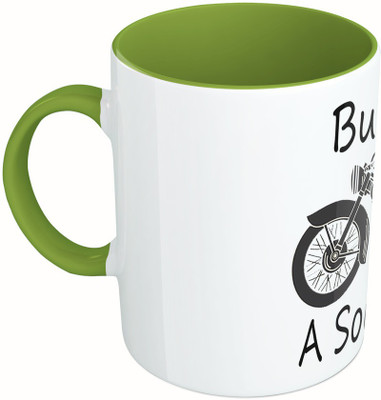 

MiiCreations Printed Two Tone Green And White Bullet A Soulmate Ceramic Mug(325 ml), Green;white