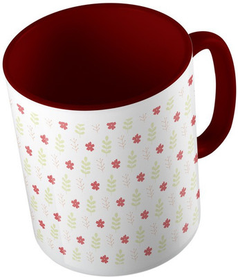 

MiiCreations Printed Two Tone Maroon And White Pattern Ceramic Mug(325 ml), Maroon;white