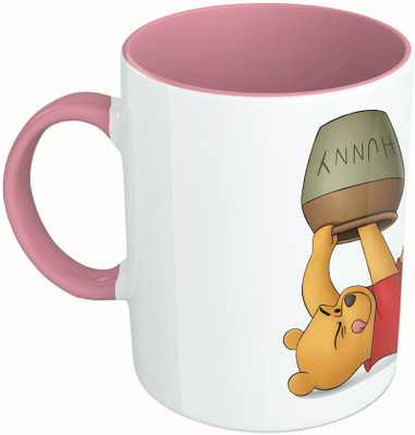 

MiiCreations Printed Two Tone Pink And White Pooh Ceramic Mug(325 ml)