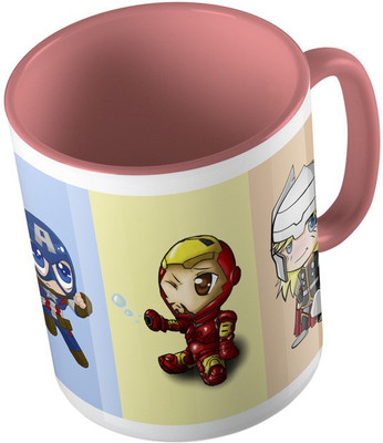 

MiiCreations Printed Two Tone Pink And White Cartoon Design Ceramic Mug(325 ml), Pink;white