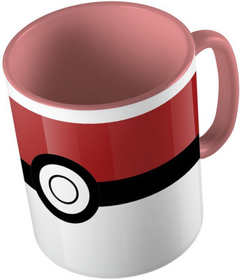 

MiiCreations Printed Two Tone Pink And White Pokemon Design Ceramic Mug(325 ml), Pink;white