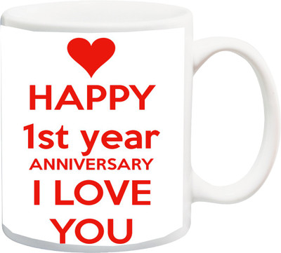 

ME&YOU Happy 1St Year Anniversary I Love You Gift for Husband,Wife HD printed Ceramic Mug(325 ml), Multicolor