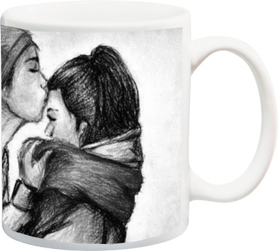 

ME&YOU Gift for Husband/Wife/Boyfriend/Girlfriend/Couples On Valentines Day And Anniversary;Cuople Sweet love And Kiss Black And White Printed Ceramic Mug(325 ml), Multicolor