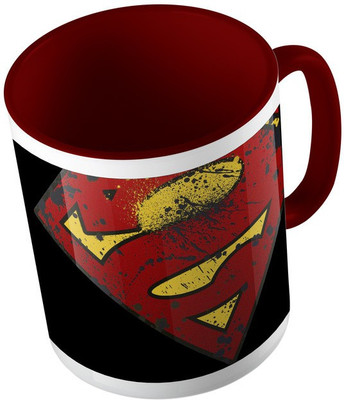 

MiiCreations Printed Two Tone Maroon And White Superman Ceramic Mug(325 ml), Maroon;white