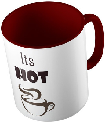 

MiiCreations Printed Two Tone Maroon And White Its Hot Ceramic Mug(325 ml), Maroon;white