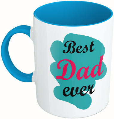 

MiiCreations Printed Two Tone Blue And White Best Mom Ever | Best Dad Ever Ceramic Mug(325 ml), Blue;white