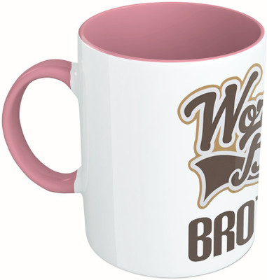 

MiiCreations Printed Two Tone Pink And White World's Best Brother Ceramic Mug(325 ml)
