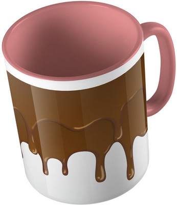 

MiiCreations Printed Two Tone Pink And White Chocolate Pattern Ceramic Mug(325 ml), Pink;white