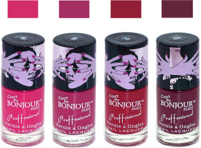 

Bonjour Paris True Matte Nail Polish 262 Pink-Pink-Red-Burgundy(Pack of 4)